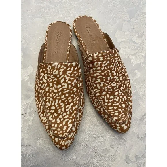 Madewell Size 7.5 The Frances Skimmer Mule In Mini Leopard Calf Hair Shoe - Picture 2 of 11